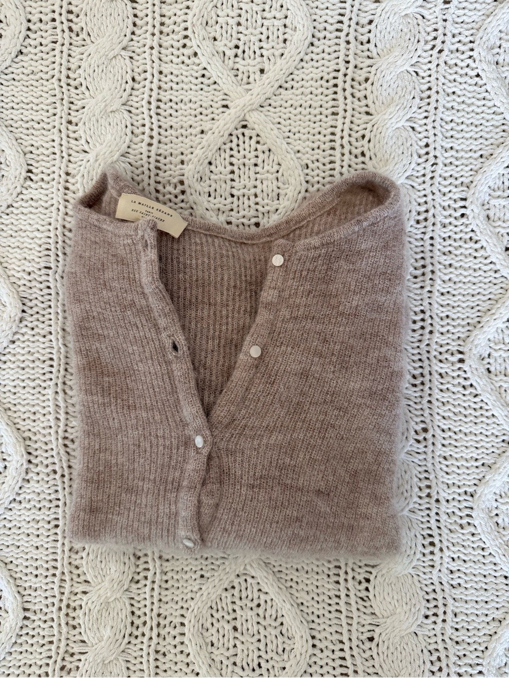 Sézane Gaspard Women's Soft Taupe Button-Front Cardigan